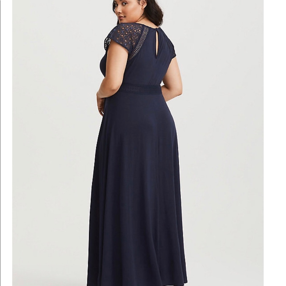 Torrid Navy Blue Lace Accent Cap Sleeve Maxi Dress